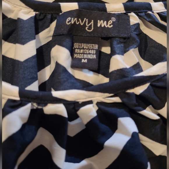 Envy Me Navy and White Chevron Striped Romper W/Ruffle Sz. MED - Picture 6 of 8